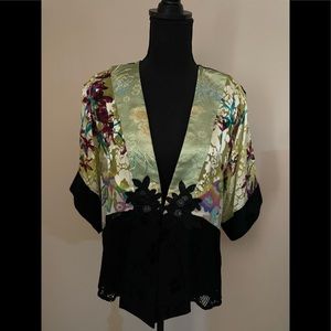 Brocade floral black lace top.